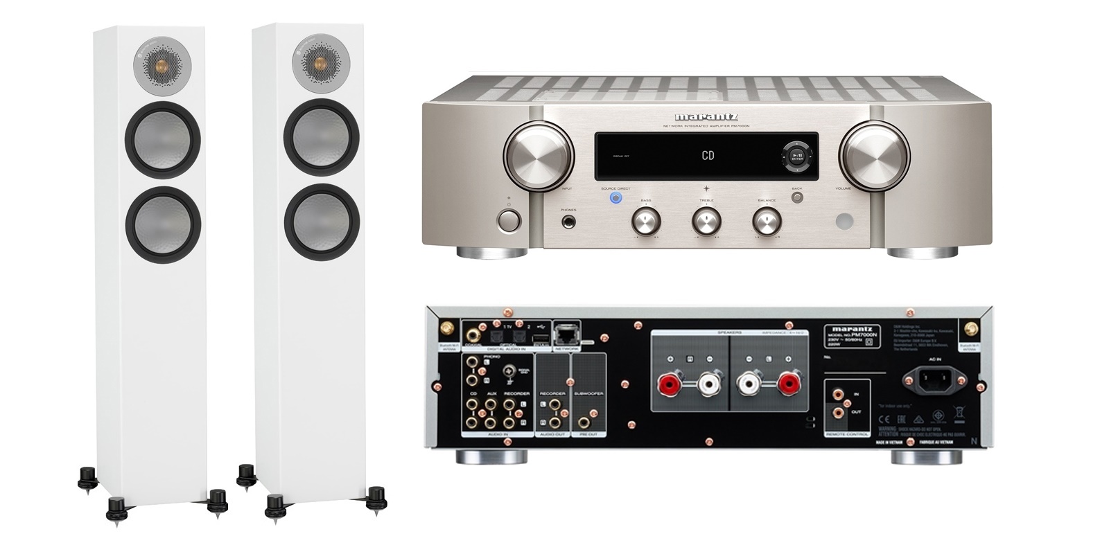 Marantz PM7000N + Monitor Audio Silver 200 - bílá/stříbrná